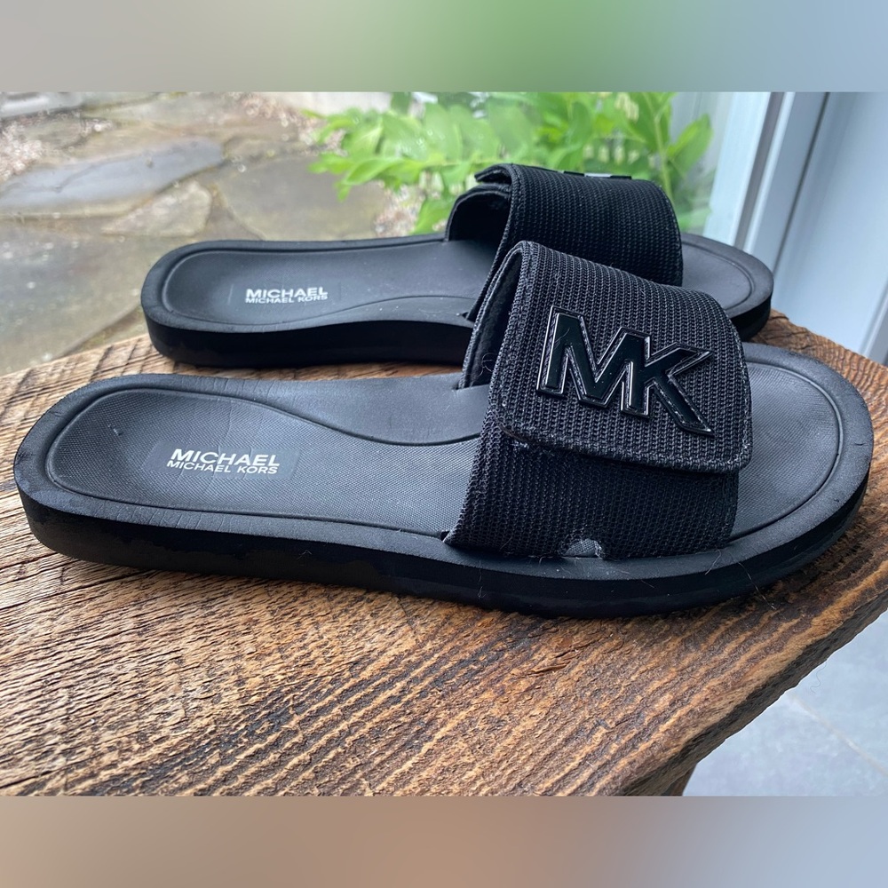 Michael Kors Black Slide Sandals with Logo